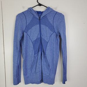 Zella Lightweight Jacket Womens S Full Zip Hooded Fitted Blue Running Athleisure